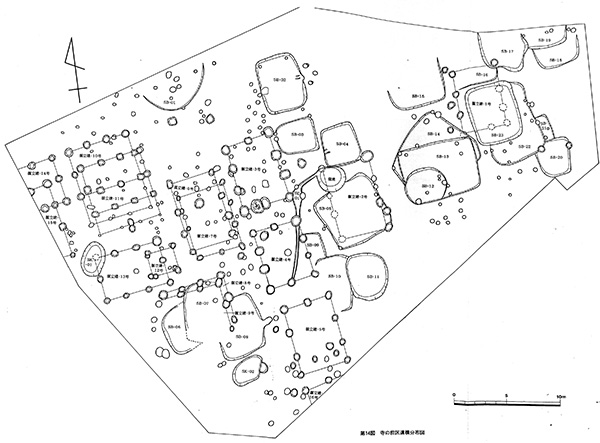 寺の前区の遺構分布図